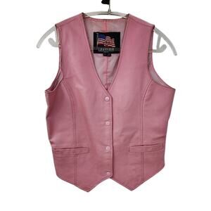 USA Leather Genuine Leather Pink‎ Snap Front Vest Small